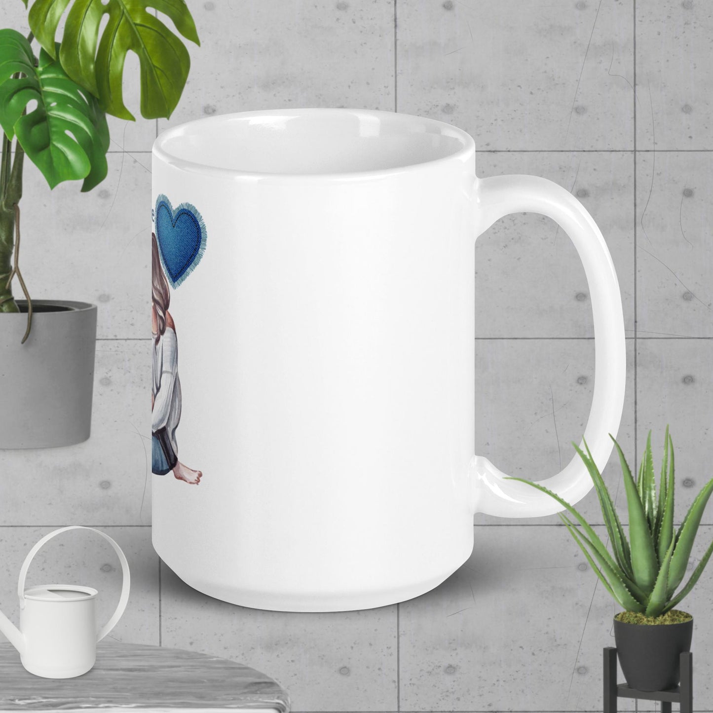 White glossy mug/ Corazon